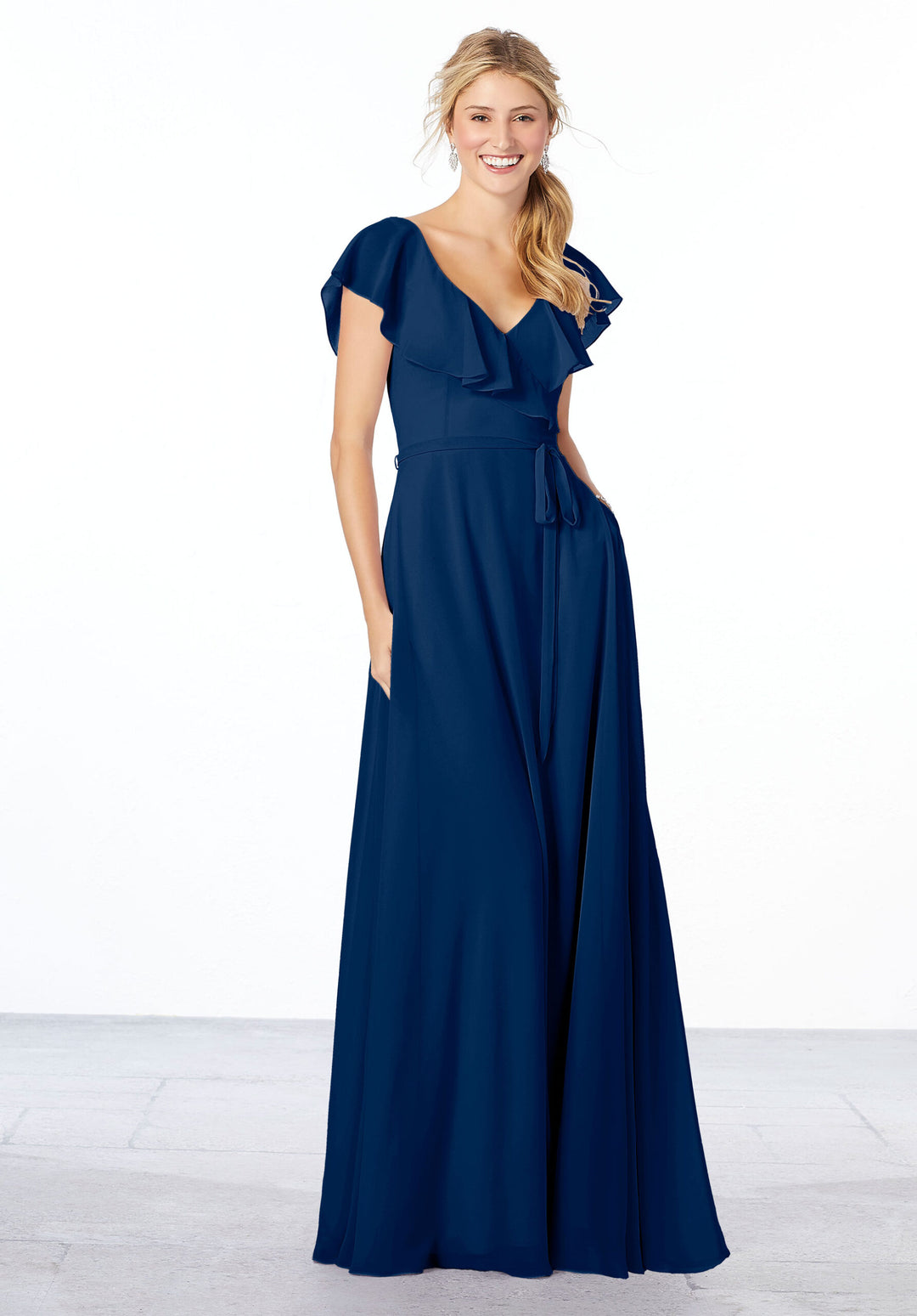 Festkjole - Chiffon med Flæseærmer – brudekjole Sjælland fra One & Only Allerød