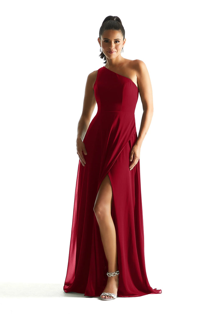Party Dress - Chiffon with One-Shoulder and Draped Cowl Back