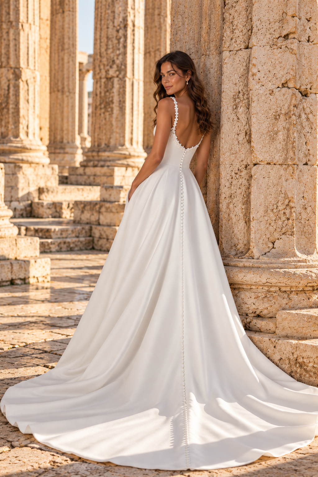 Isabella - Elegant ball gown brudekjole i satin med 3D-blomster