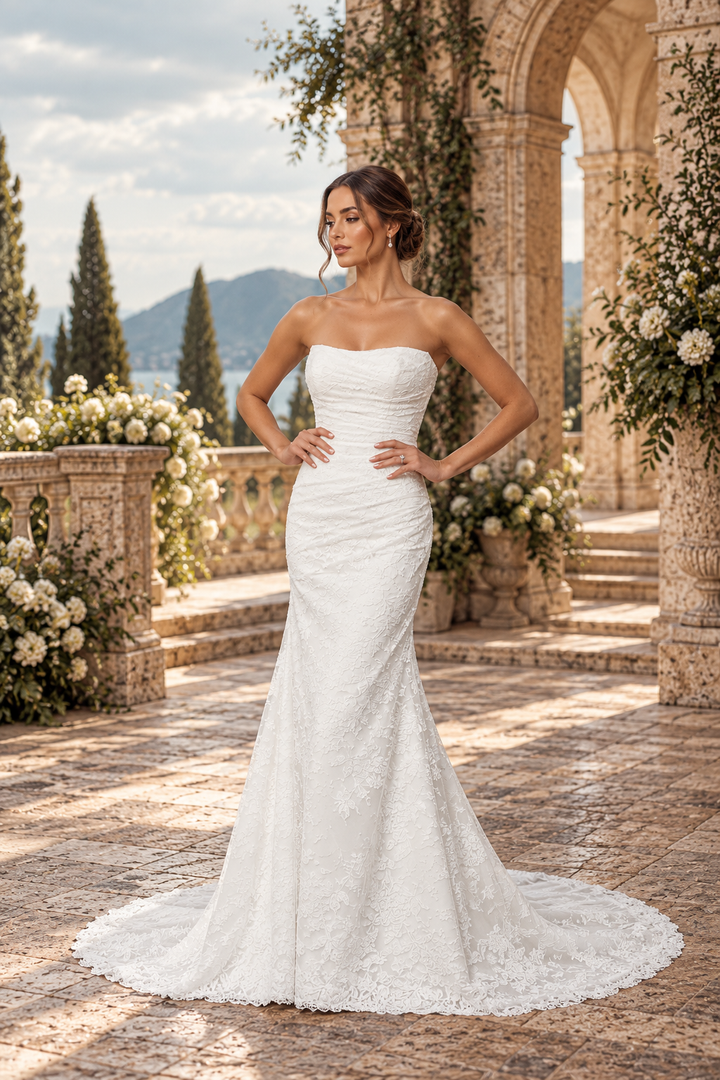Camille - Fit & Flare brudekjole i chantilly-blonde