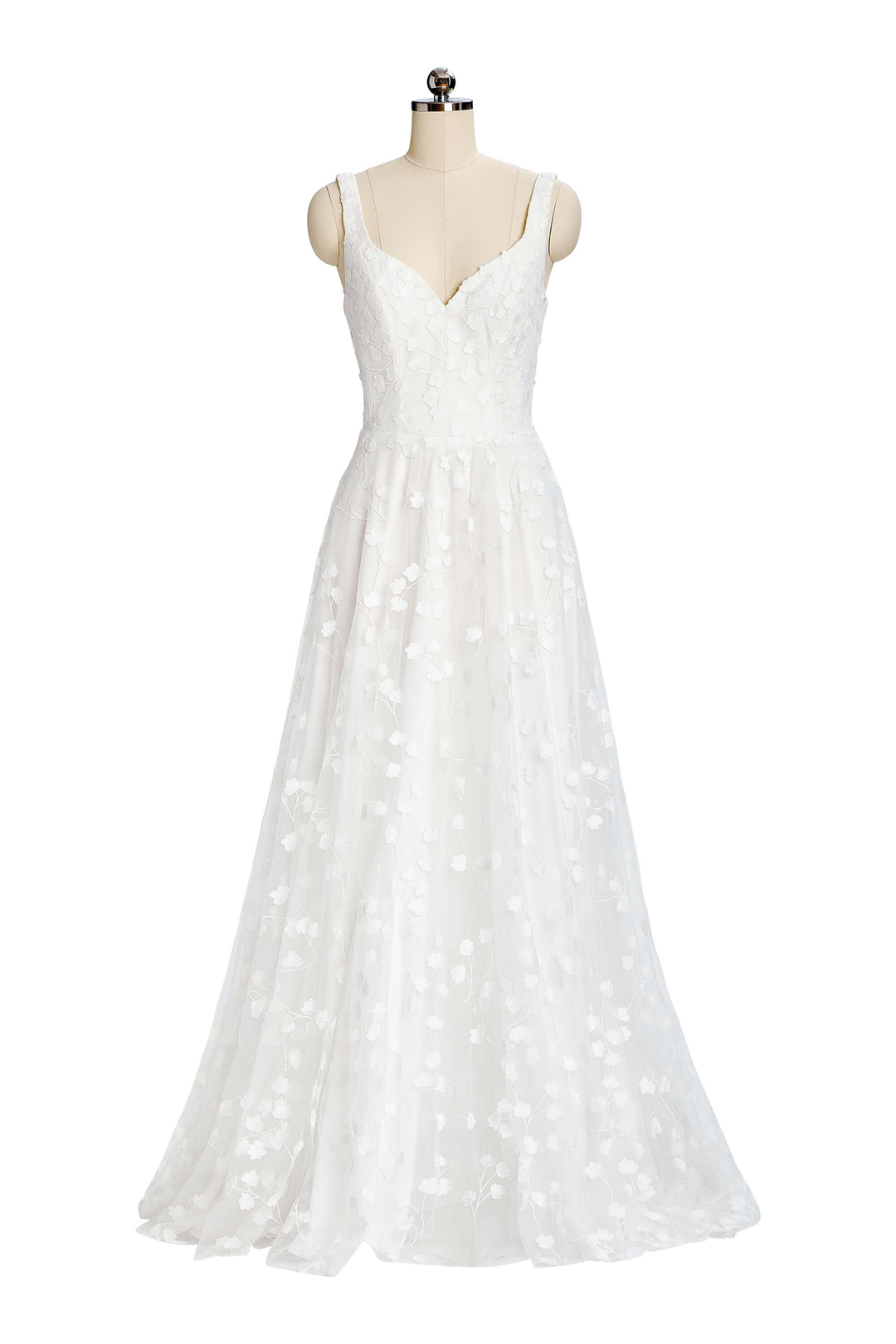 Sanna Lindstrøm – Lia A-line brudekjole i blonde og tyl med aftagelige ærmer