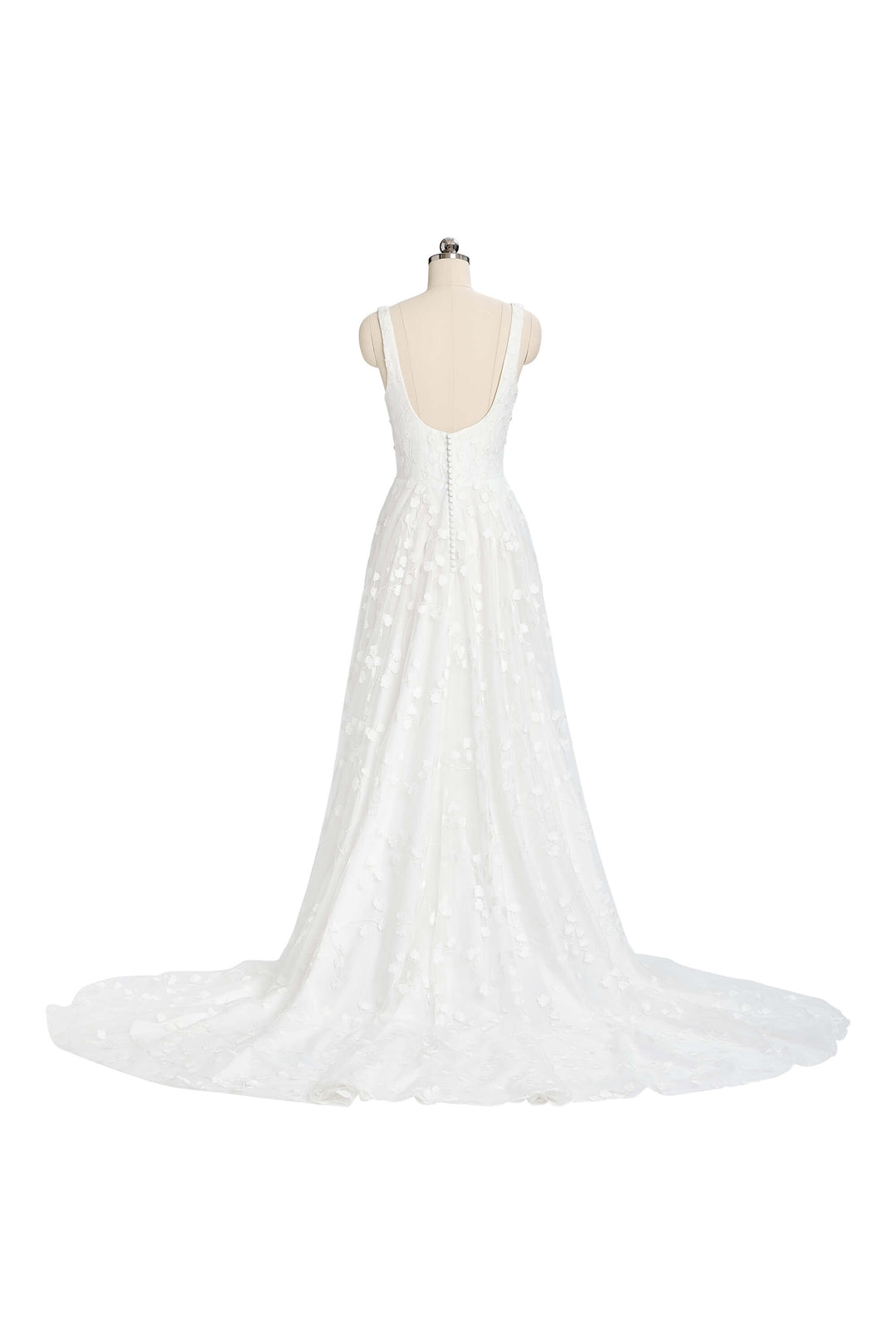 Sanna Lindstrøm – Lia A-line brudekjole i blonde og tyl med aftagelige ærmer