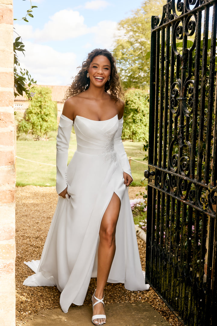 Adelie – Elegant A-line brudekjole i chiffon med sweetheart-udskæring