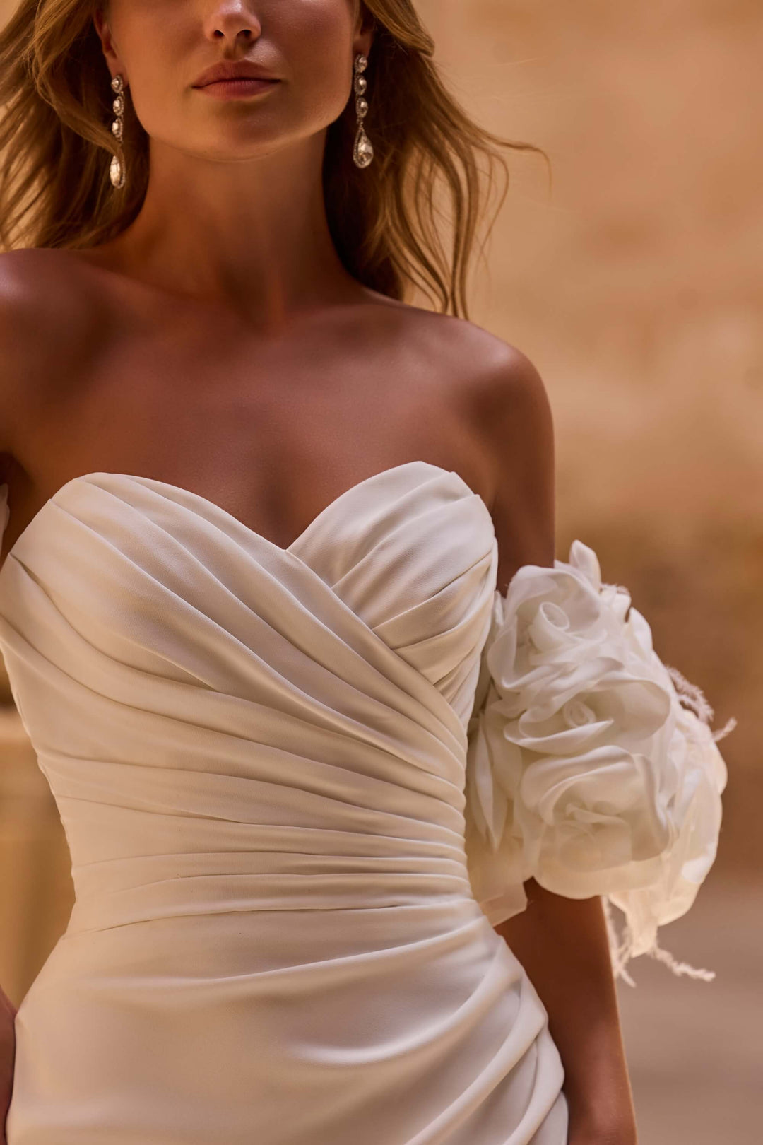 Elegant Fit &amp; Flare wedding dress with a defined waist and timeless design